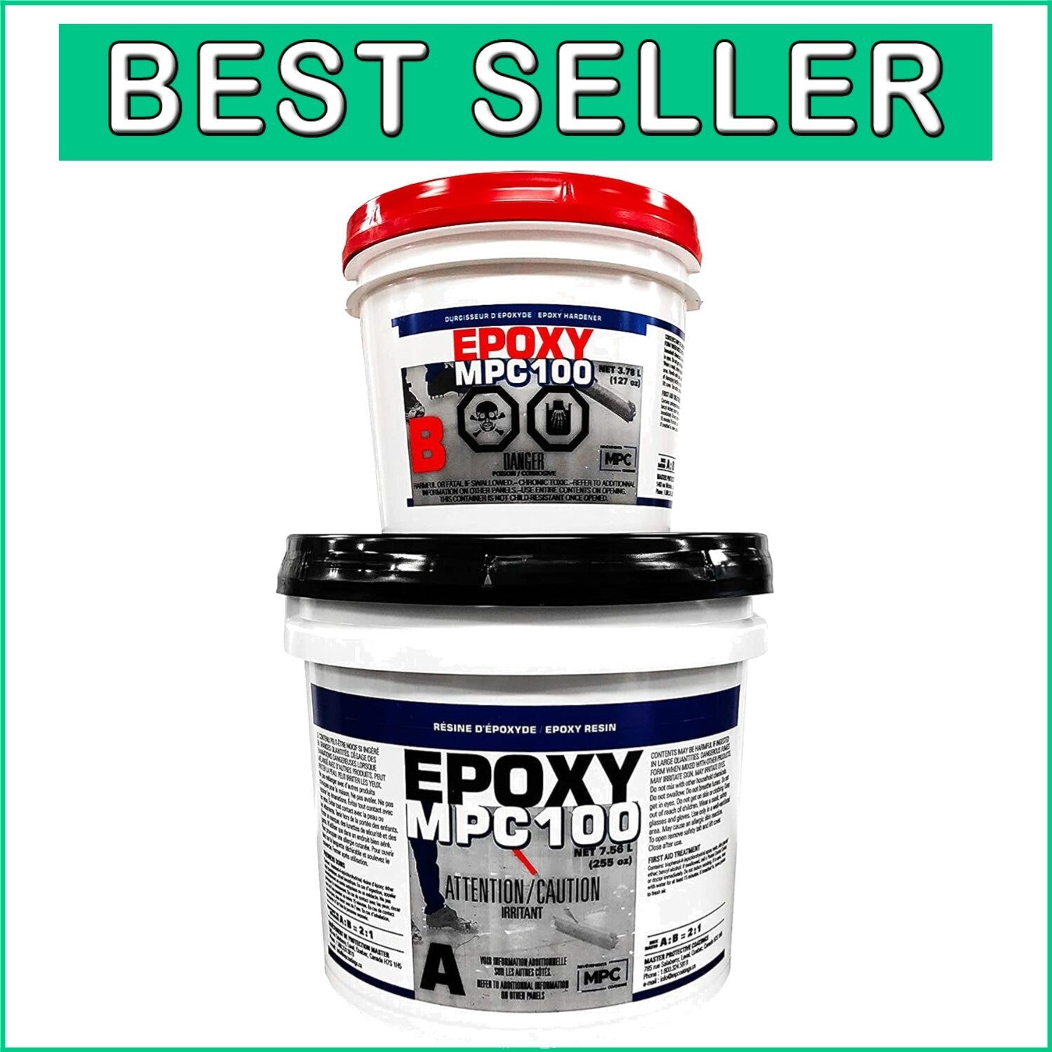 100% Solids Industrial-Grade Epoxy Floor Coating - Water Resistant 3 Gallons Kit