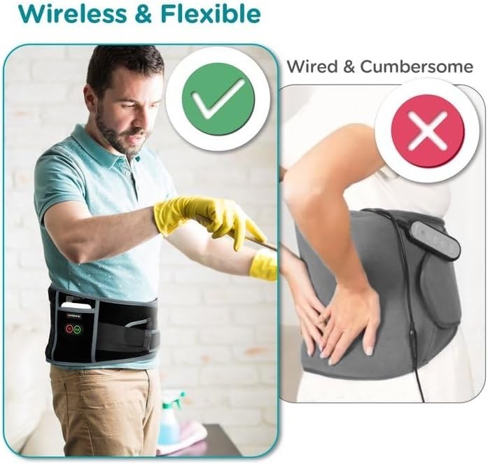 Rechargeable Back Massager with 3 Heat and Vibration Settings - Great for Gifts