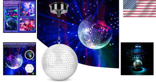 Battery-Powered 8" Disco Ball with Sound Activation & 4 Light Colors for Events