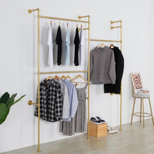 Load image into Gallery viewer, Industrial Style Wall-Mounted Clothes Rack - Gold Finish 330.7 lb Capacity