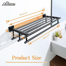 Load image into Gallery viewer, 24-Inch Matte Black Towel Rack with 3 Stainless Steel Bars - Heavy Duty Design