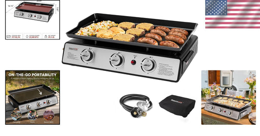 Portable Tabletop Gas Grill Griddle - 319 sq. in Cooking Area for Gatherings