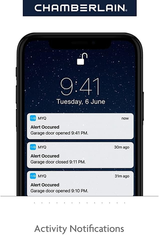 Smart Garage Door Opener with Battery Backup, Remote Control & Quiet Operation