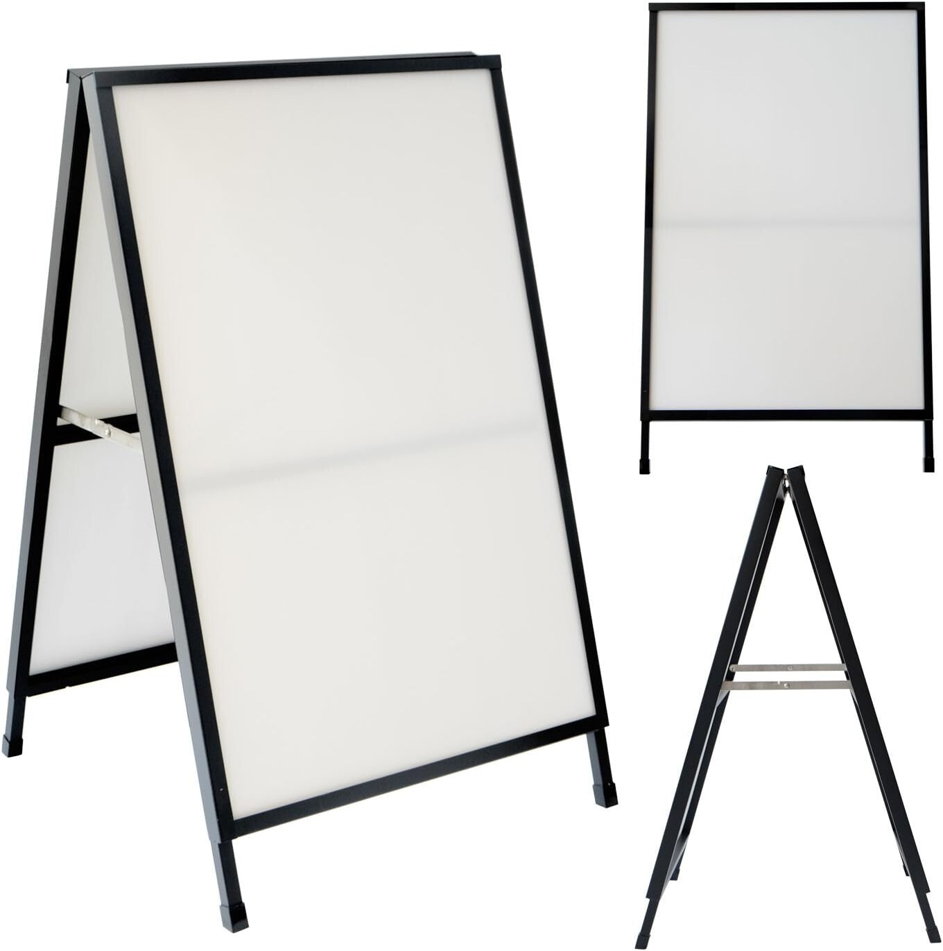 Portable Black Steel 24x36 Inch Sidewalk Sign with Corrugated Plastic Boards
