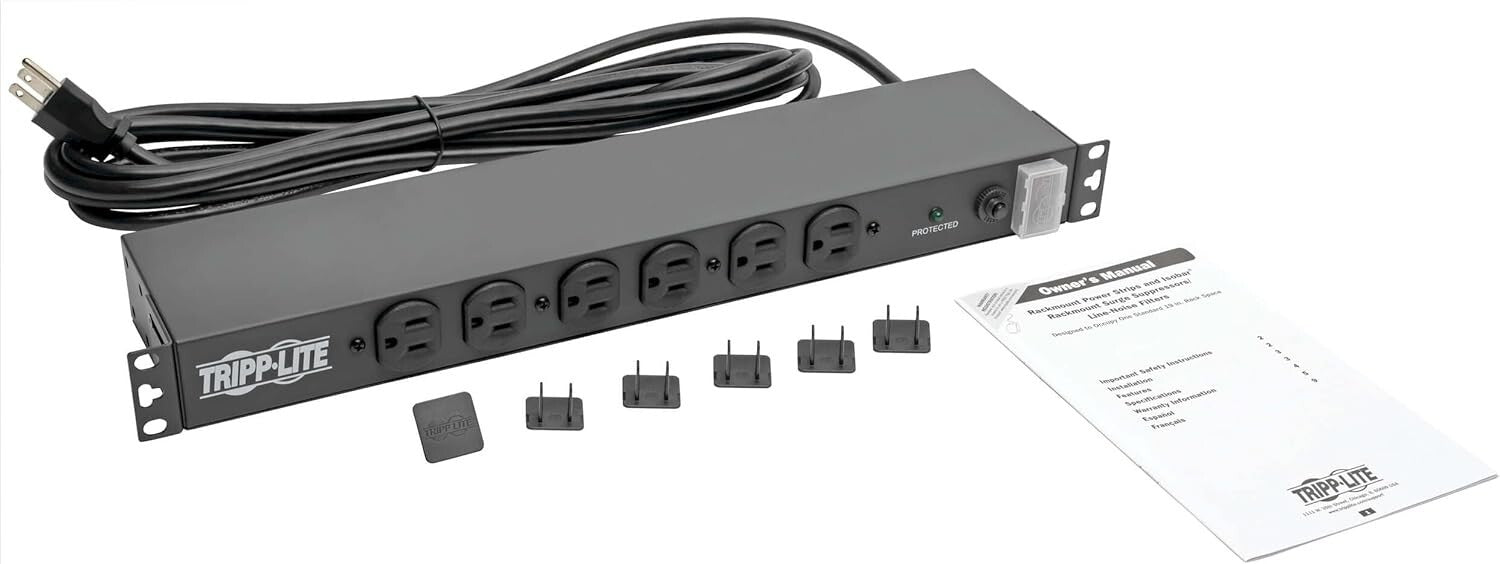 Premium 1U Rackmount Surge Protection Power Strip – 15A, 14 Outlets, 15ft Cord