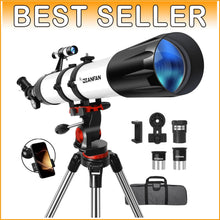 Load image into Gallery viewer, Portable 90mm Refractor Telescope - 800mm &amp; Phone Adapter for Stargazing