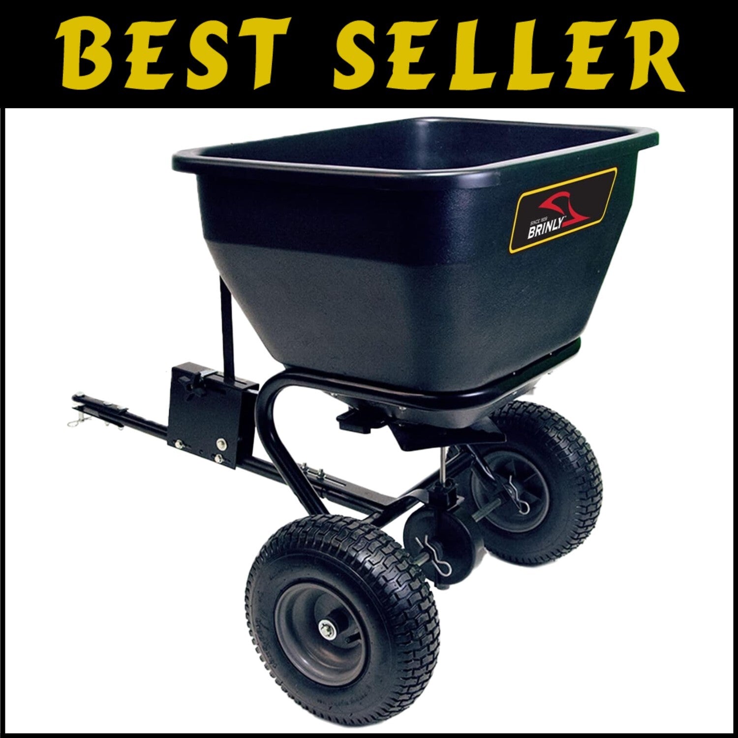 Tow Behind Broadcast Spreader - 175 lb Capacity with Universal Hitch & Autoflow