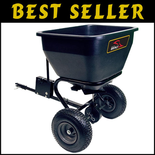 Tow Behind Broadcast Spreader - 175 lb Capacity with Universal Hitch & Autoflow