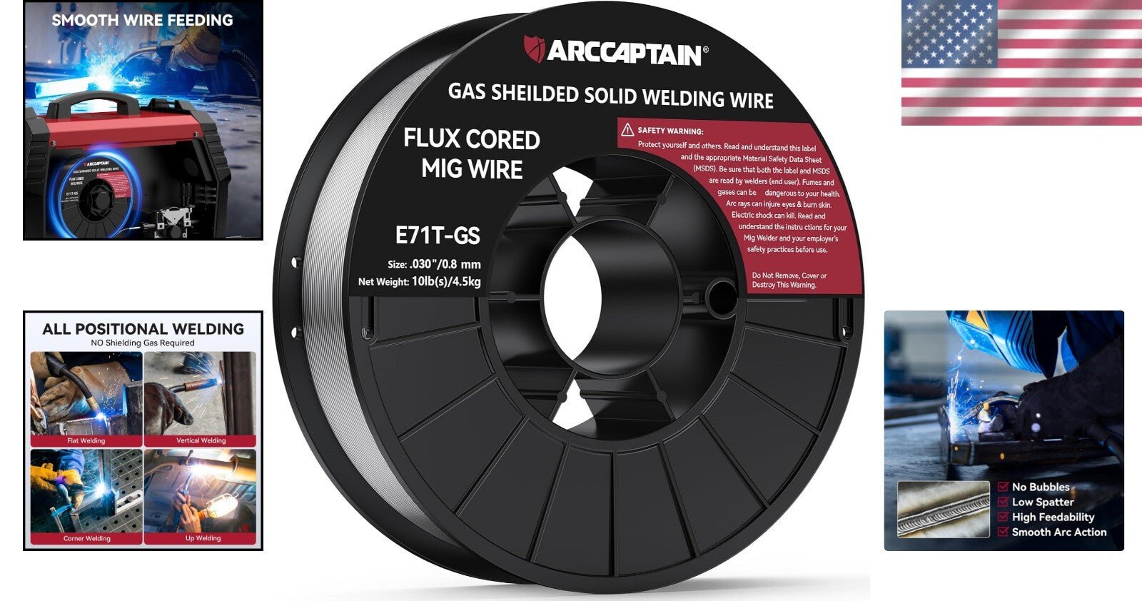 T V Certified 10lb Flux Core Welding Wire - Versatile Applications, 0.030" Size