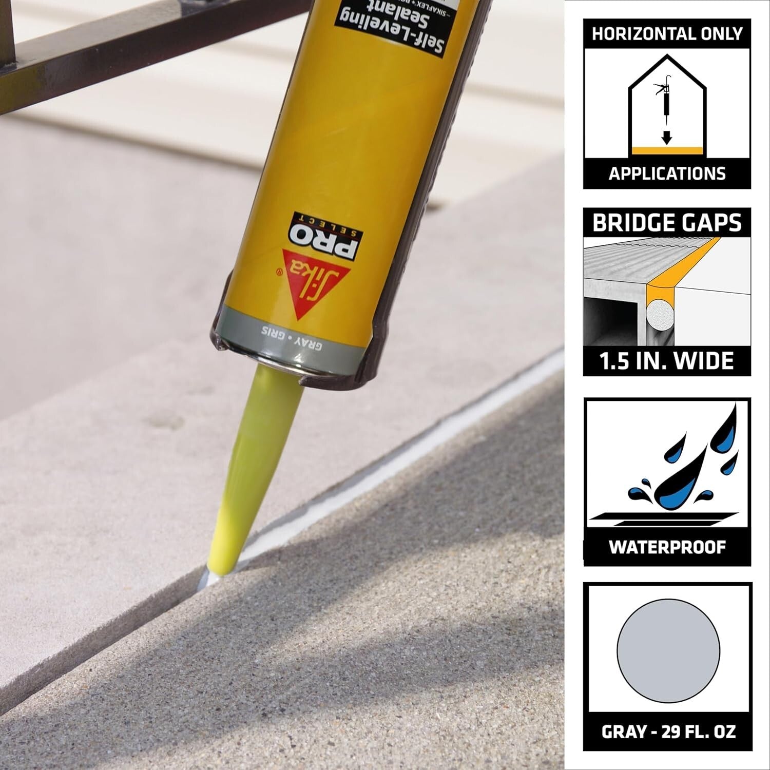 29 Oz Gray Waterproof Self-Leveling Sealant - 12 Pack for Indoor/Outdoor Use