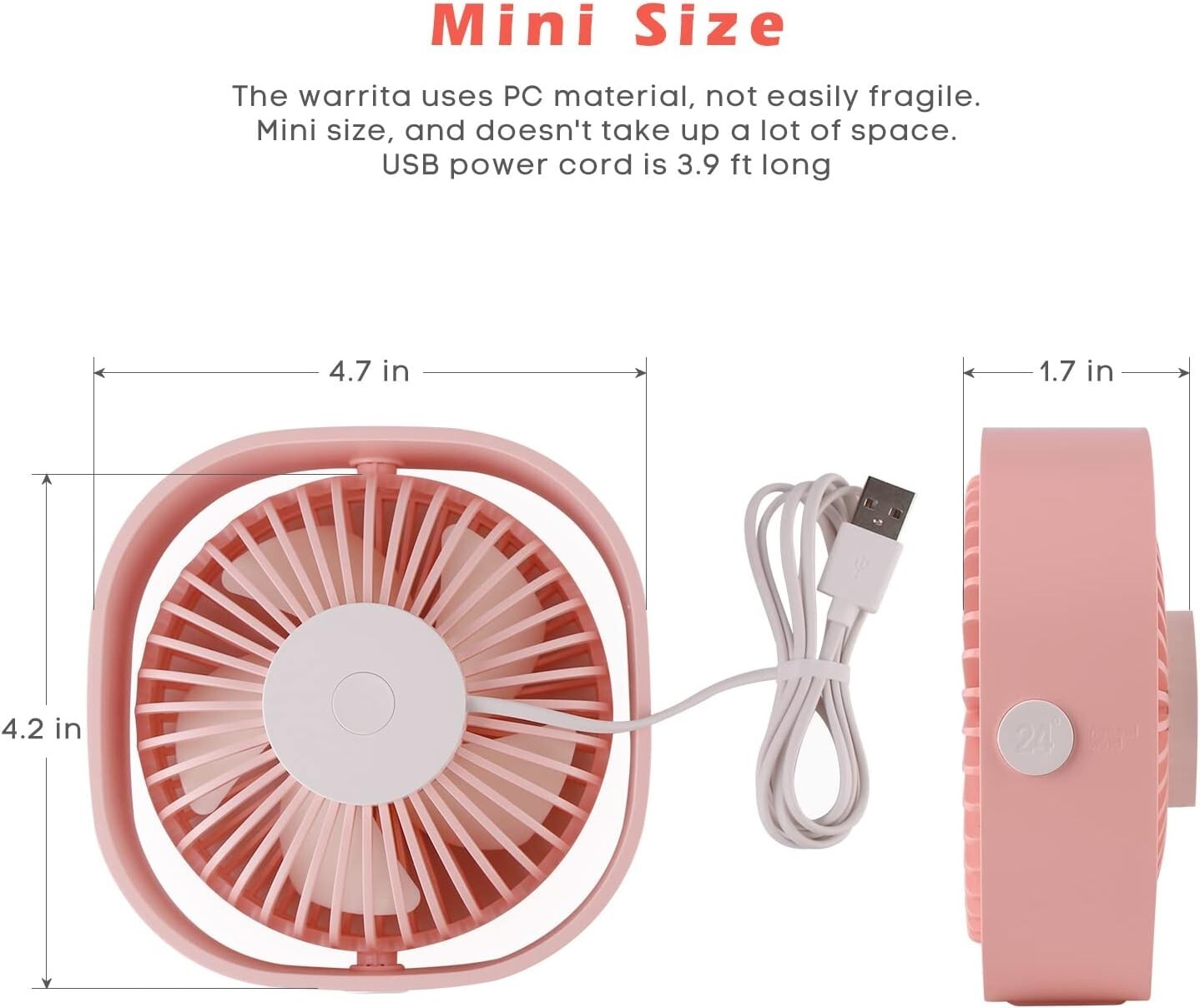 Modern USB Desk Fan Duo - 3 Speed, Ultra-Quiet, Perfect for Office or Travel