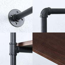Load image into Gallery viewer, 48in Industrial Pipe Floating Bookshelves - Rustic Metal &amp; Wood Wall Storage