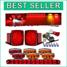 Load image into Gallery viewer, Submersible LED Trailer Light Kit with Square Tail &amp; Side Marker Lights, Unde...