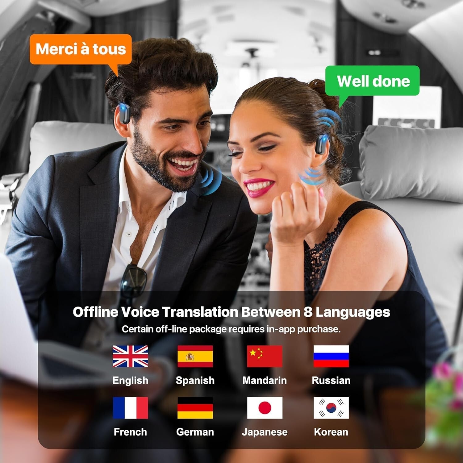 Ergonomic AI Translator Earbuds - 144 Languages, Perfect for Business & Travel