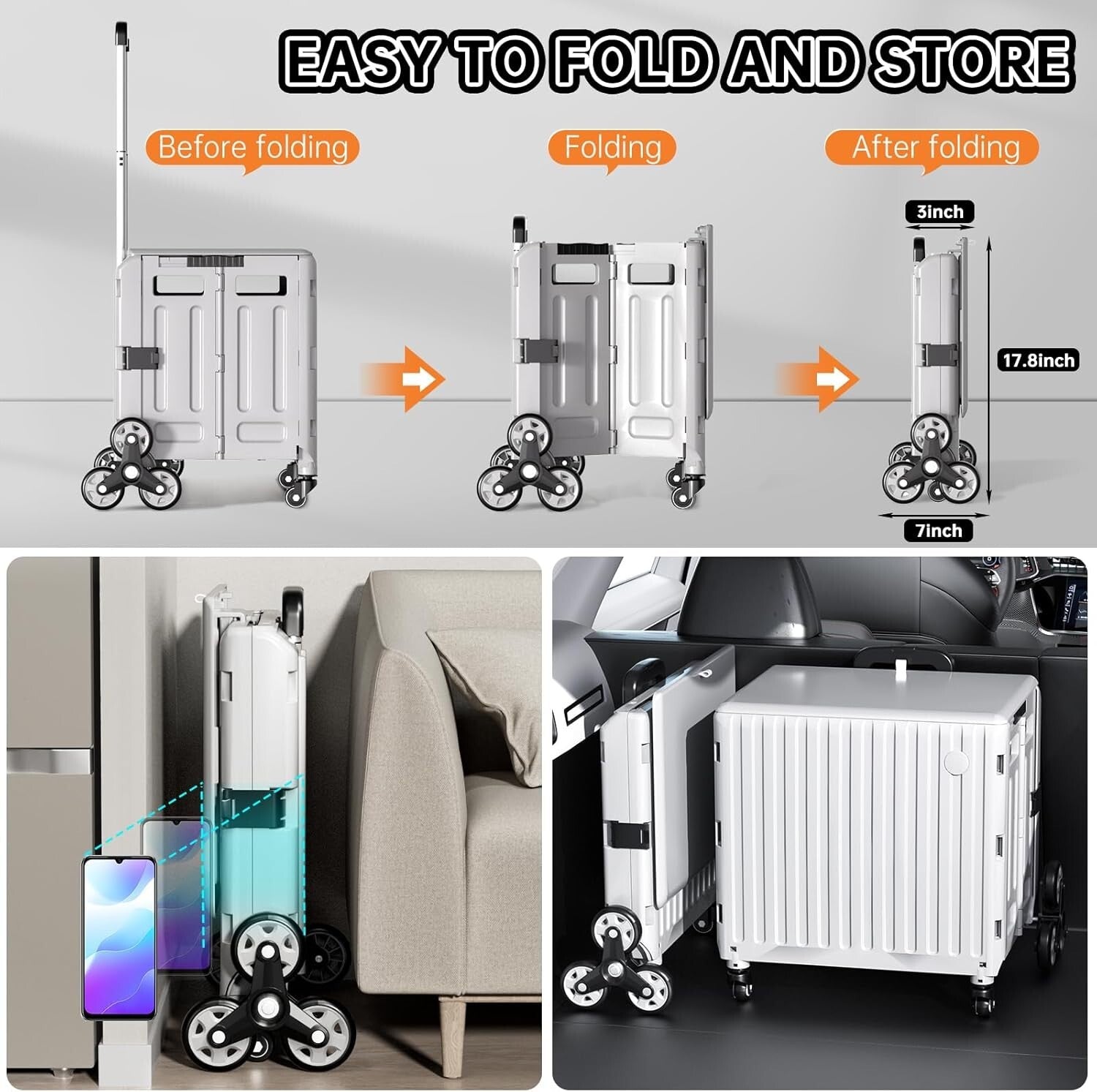 Compact Foldable Rolling Cart for Easy Transport - Ideal for Teachers & Parents