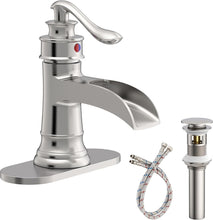 Load image into Gallery viewer, Durable Waterfall Spout Bathroom Faucet - Single Handle Brushed Nickel Finish