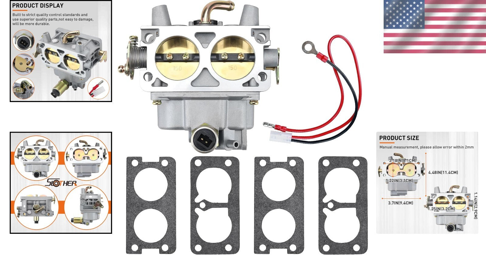 Durable Metal Carburetor with Gaskets for Generac GP15000 & GP17500 Generators