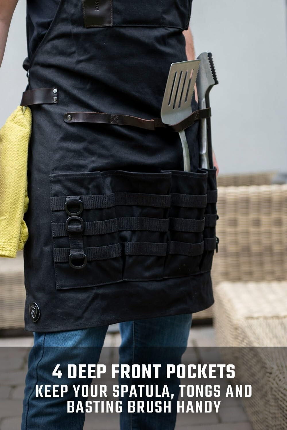 Professional Unisex Kitchen Apron with Drink Holder & Storage for Grilling