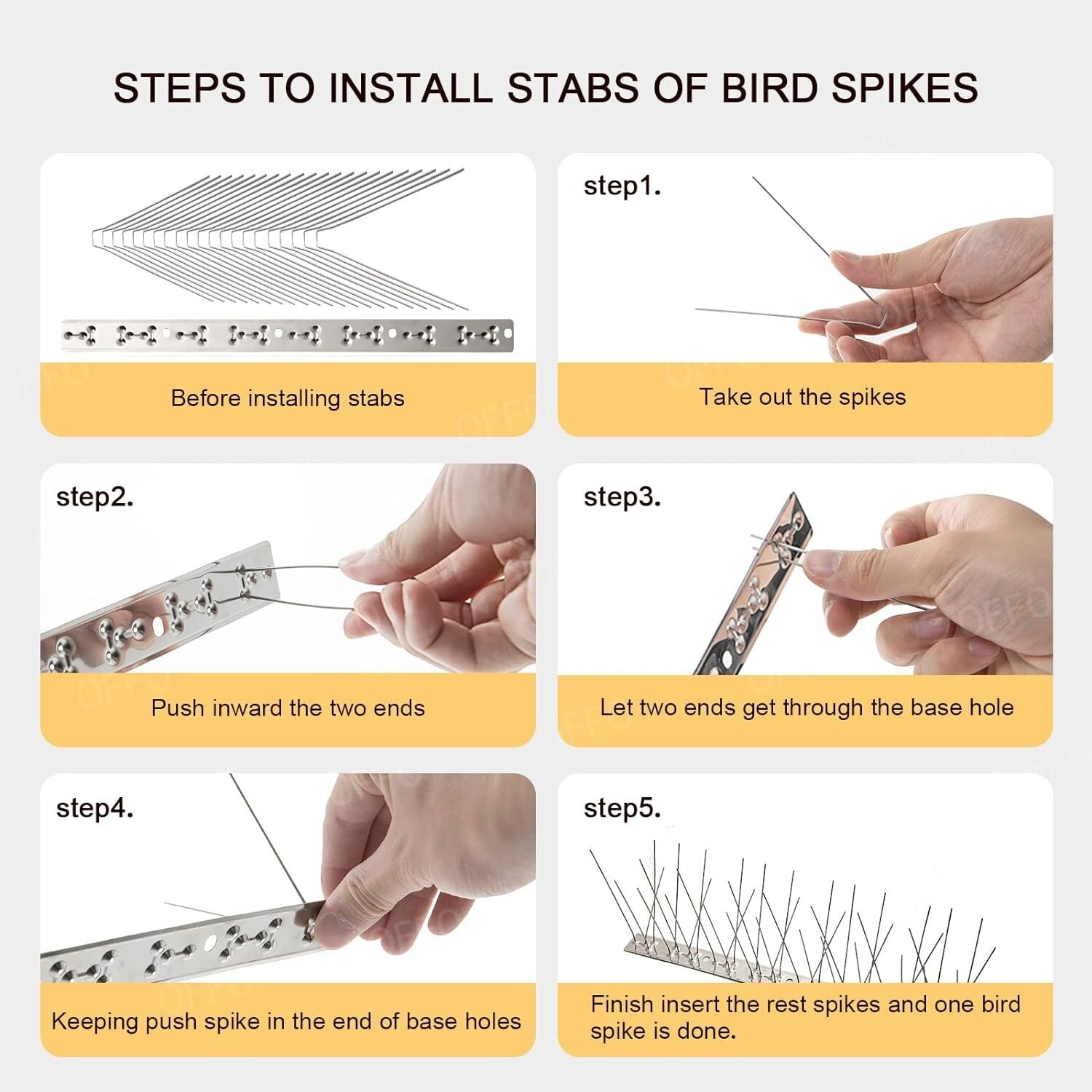 Weather-Resistant Bird Deterrent Spikes - 73.7 Feet, Ideal for Roofs and Gutters