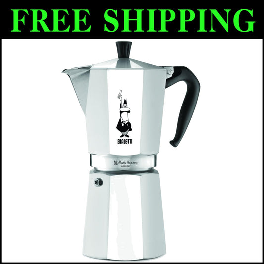 Authentic Italian Moka Pot: 12 Cups, Gas and Induction Compatible - Moka Express