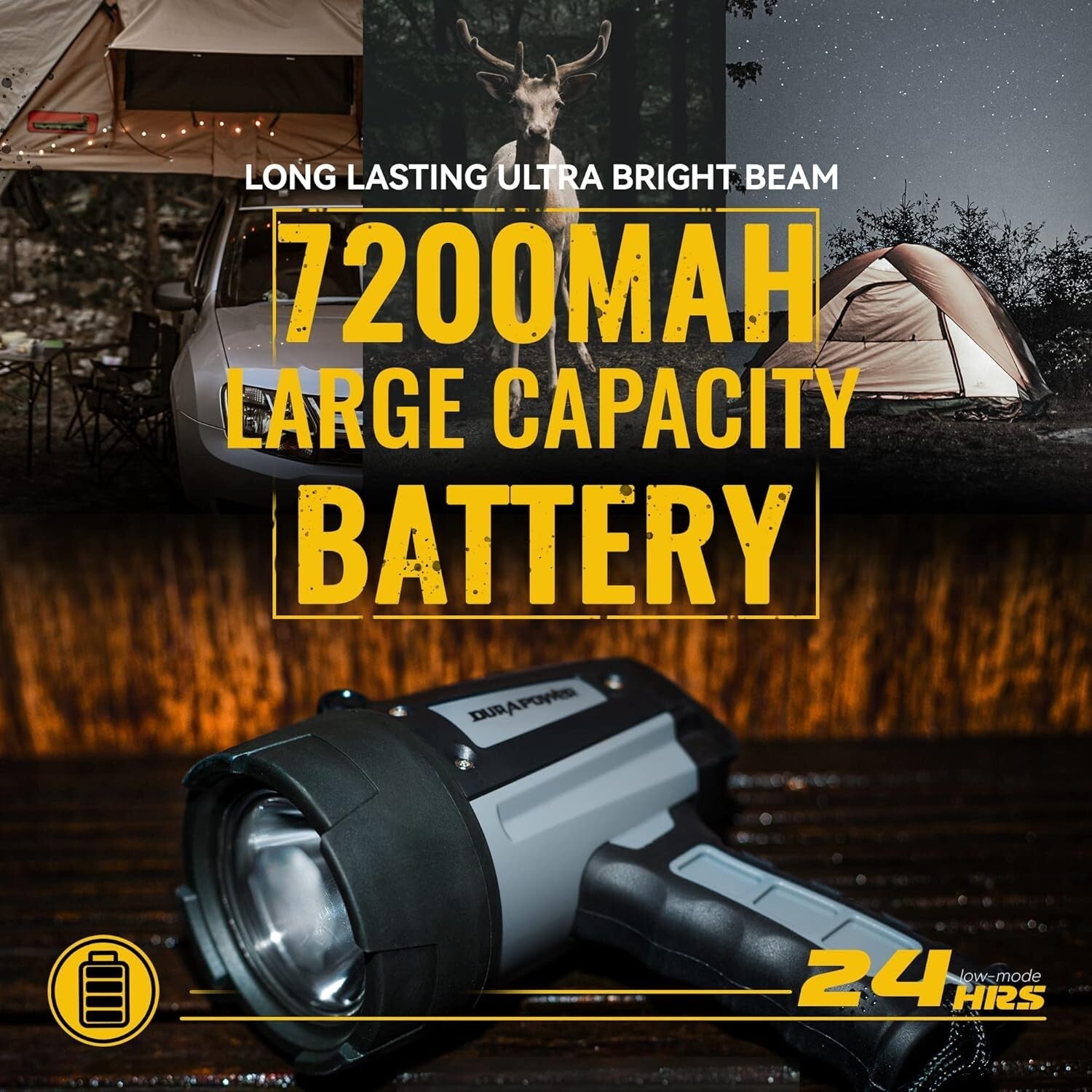 Portable Waterproof 10000 Lumen Spotlight with Built-in Stand for Camping