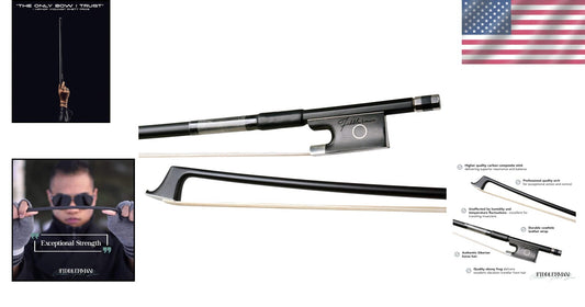 Premium 4/4 Carbon Fiber Violin Bow with Siberian Horsehair & Ebony Frog