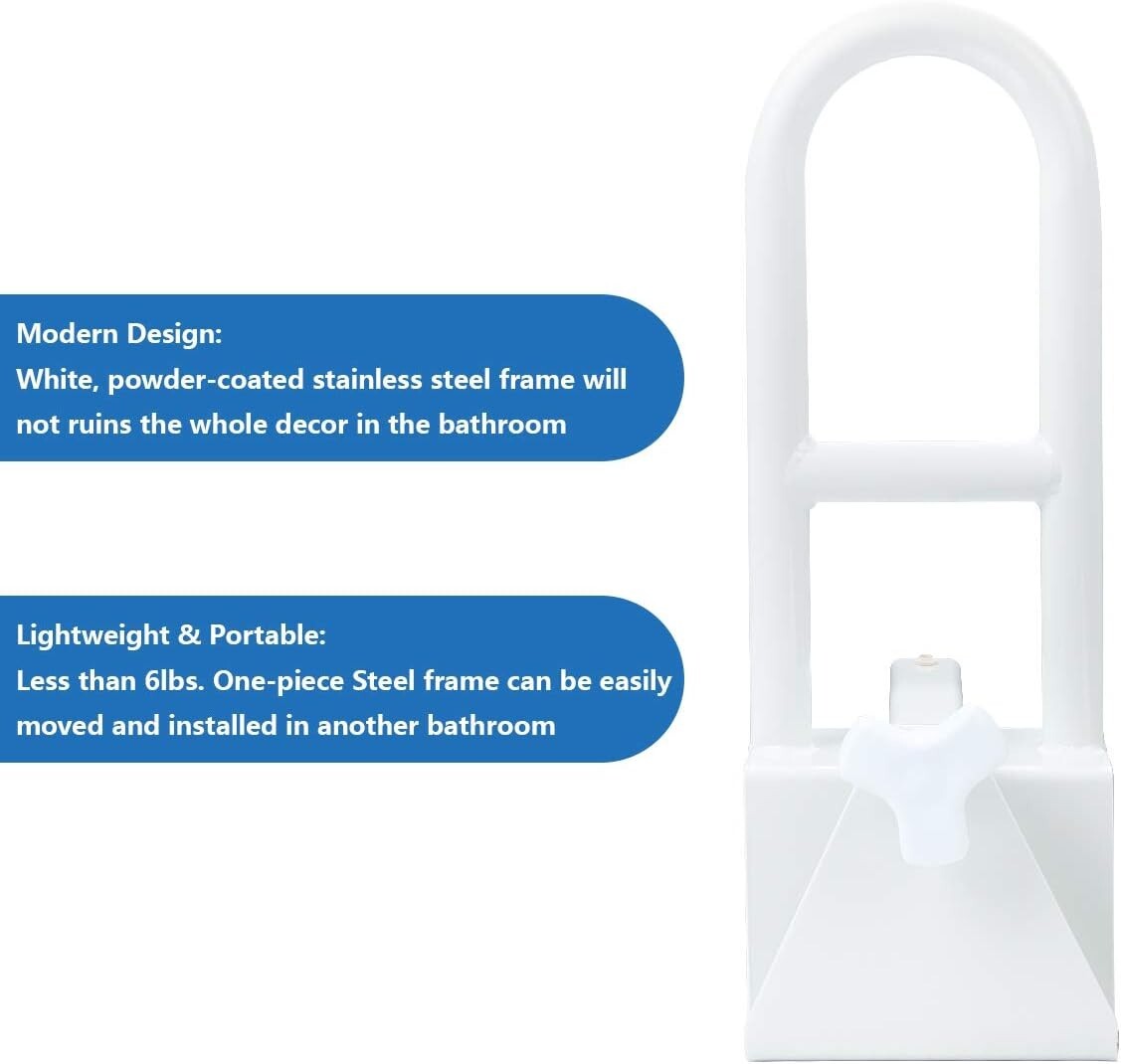 Ergonomic Tub Safety Handle Rail for Seniors - Easy Install, 300 lbs Support