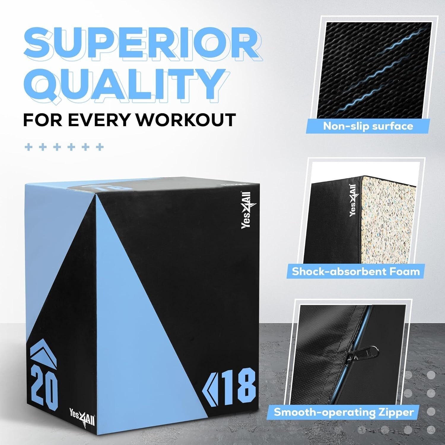 Versatile Anti-Slip Plyo Jump Box - 3 Height Settings for Maximum Performance