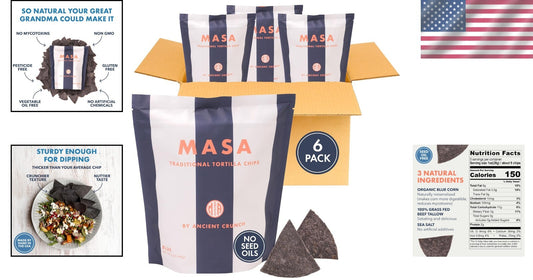 Naturally Grown Blue Corn Tortilla Chips with Sea Salt - 6 Pack of 5 Ounces