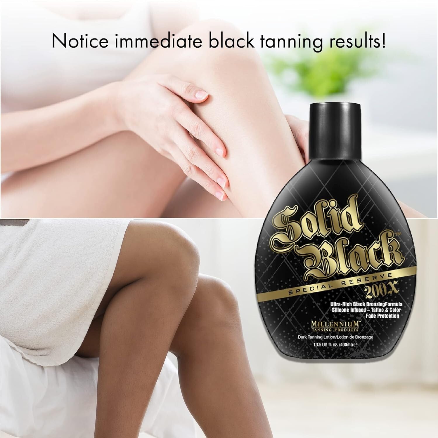 Solid Black Special Reserve 200X Tanning Lotion, 13.5oz, 2-Pack for Radiant Tan