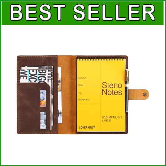 A5 Leather Organizer for Note-taking: 6"x9" Steno Notebook Cover with Slots