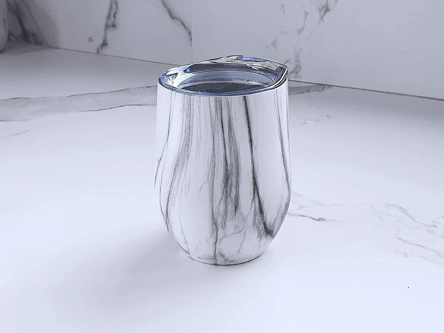 Insulated Wine Tumblers & Bottle - Carrara Marble Design for Outdoor Elegance