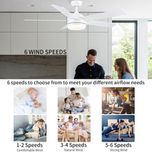 Load image into Gallery viewer, 52 Inch White DC Ceiling Fan with Remote &amp; Dimmable LED Light - Modern Elegance