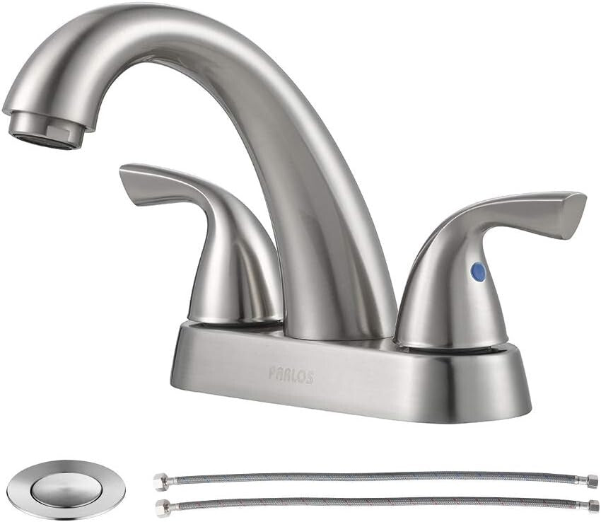 Elegant 2-Handle Bathroom Sink Faucet in Brushed Nickel - Water Efficient Design
