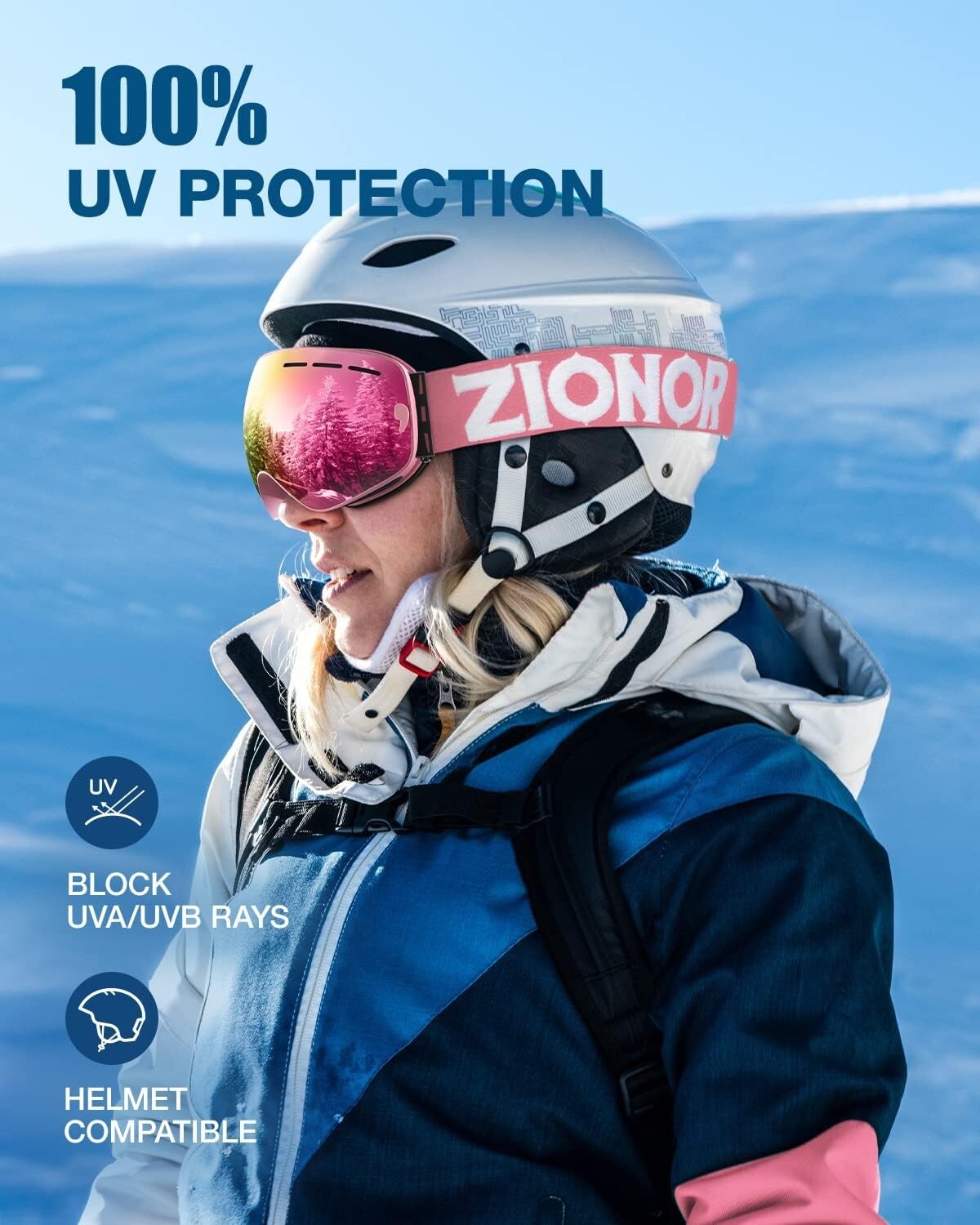 Lightweight Ski Goggles with Panoramic View - Stylish OTG Design for Snow Sports