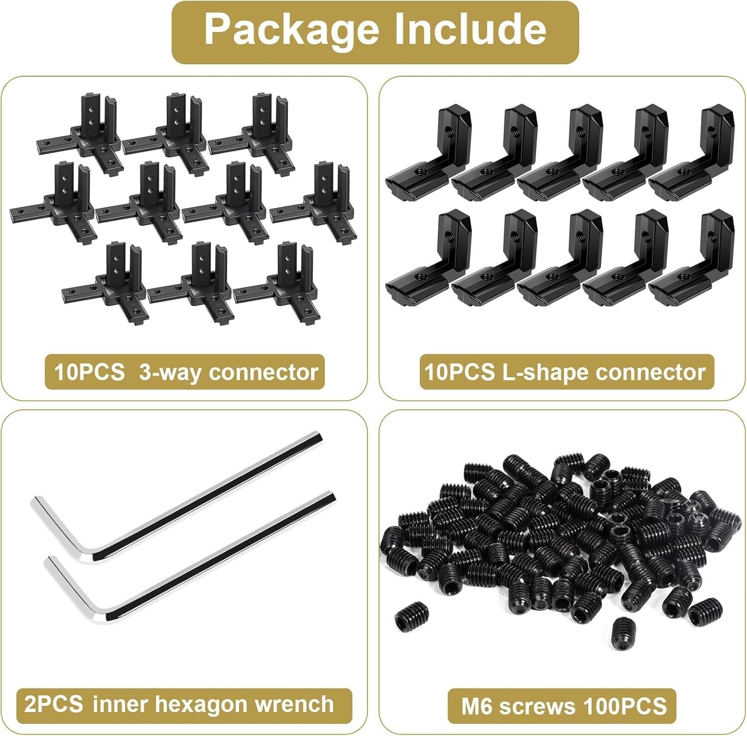 Versatile 4040 Aluminum Extrusion Connectors - 20pcs L-Shape Bracket with Screws