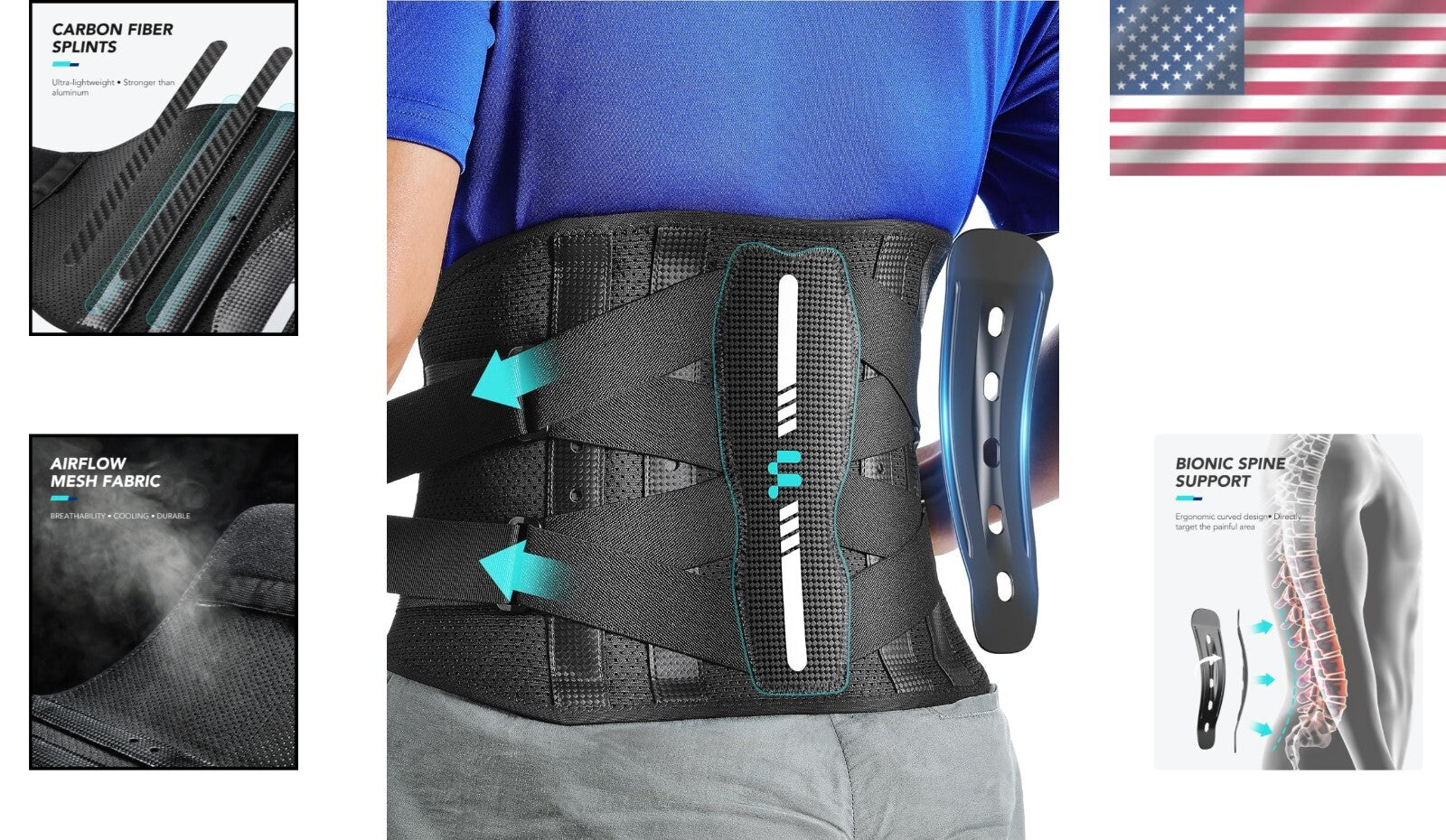Ultra-Light Ergonomic Back Brace XL - Breathable Support for Heavy Lifting