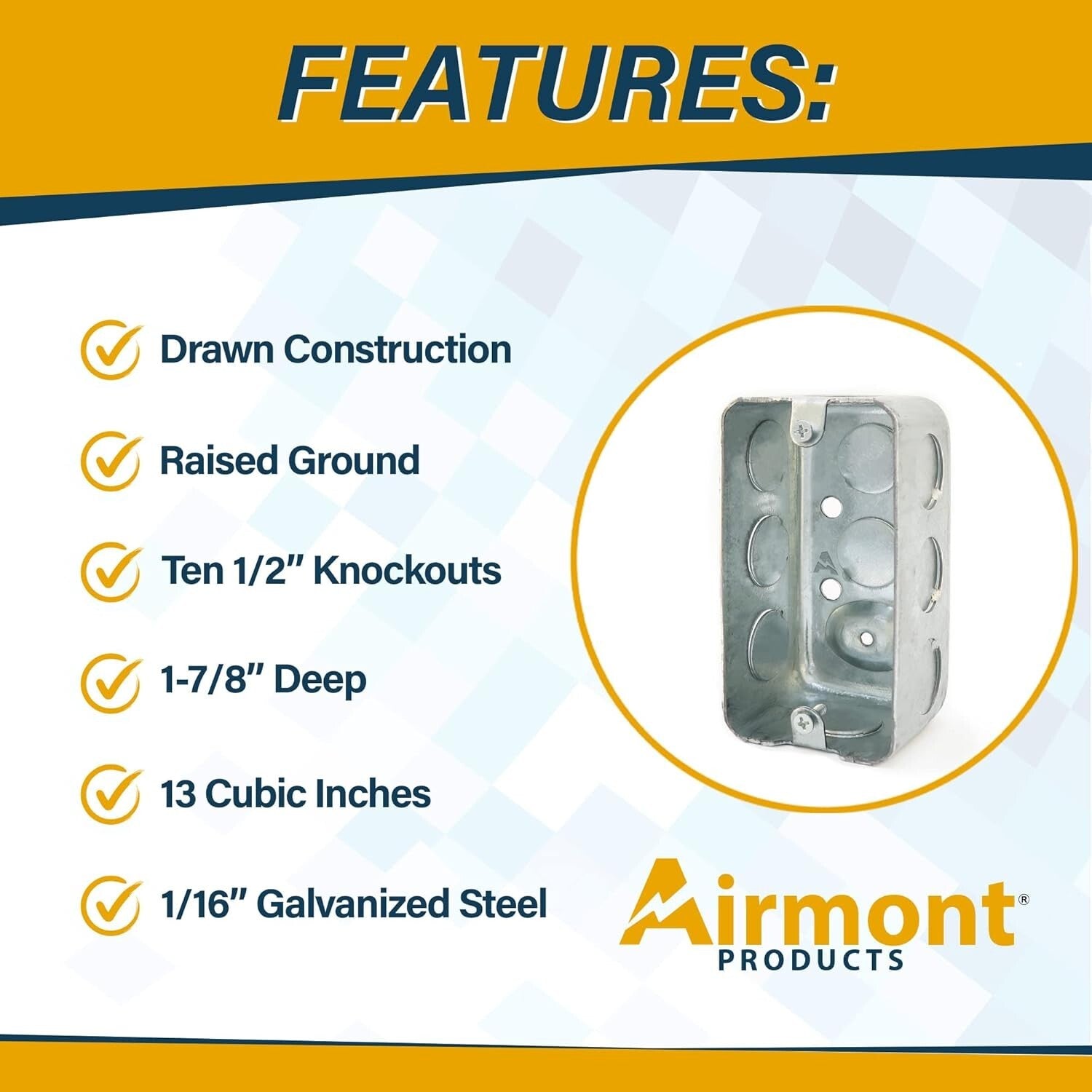 Durable Pre-Galvanized Steel Electrical Box - 4x2 Inch Handy Box Pack of 12