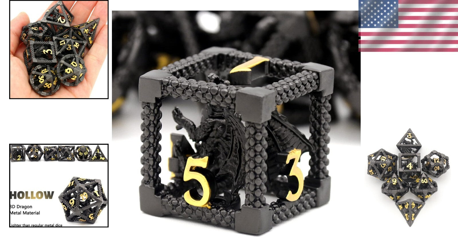 Durable Hollow Dragon Dice with Clear Numbers - Perfect for Dungeons & Dragons