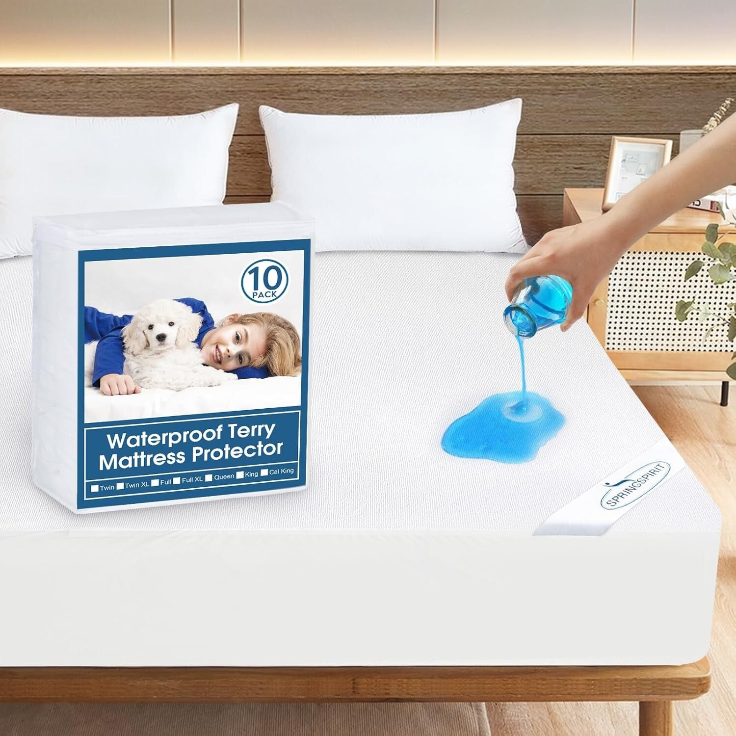 10 Pack Noiseless Waterproof Twin XL Mattress Protector - Plush Terry Cover
