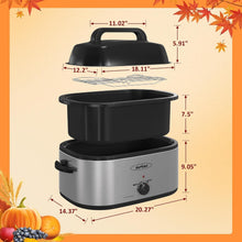 Load image into Gallery viewer, Versatile 24 Quart Electric Turkey Roaster with Cool-Touch Handles - Easy Clean