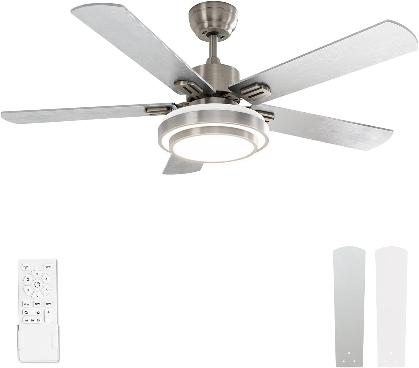Quiet 5-Blade Ceiling Fan with LED Light and Remote Control - Modern Design