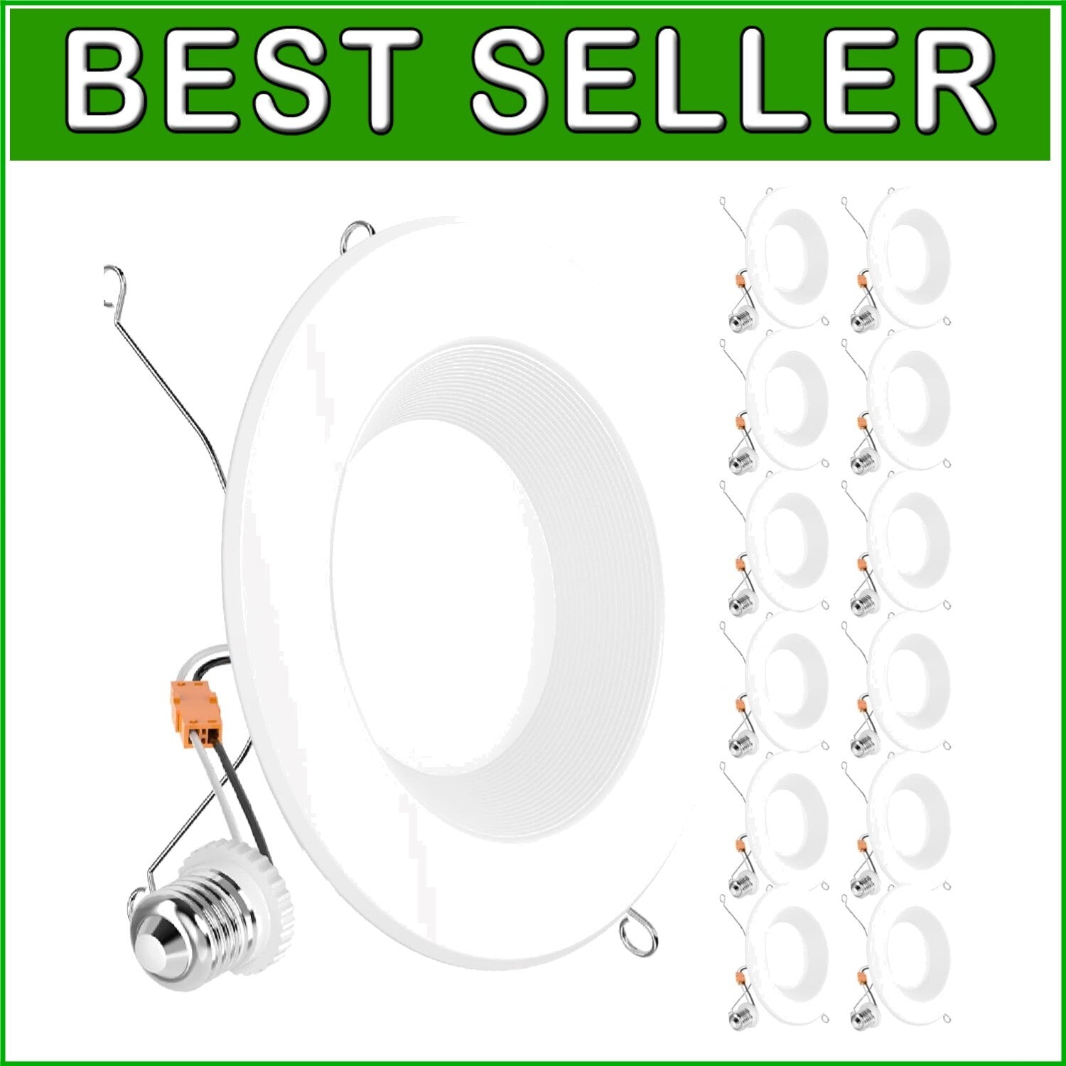 12-Pack Waterproof 6-Inch Dimmable LED Downlights - UL Certified, Classic Look
