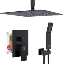Load image into Gallery viewer, Matte Black Luxury Shower Faucet Set - 12 Inch Rain Shower Head with Trim Kit