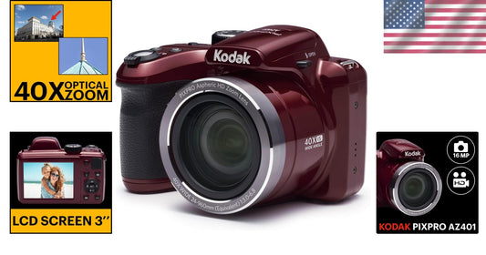 Easy-to-Use 16MP Red Digital Camera with 3" LCD and Optical Image Stabilization