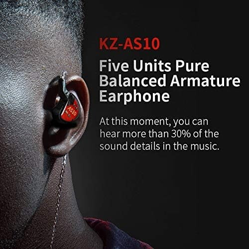 Black KZ IEM Earphone with Detachable Cable - Superior Sound Isolation for Music