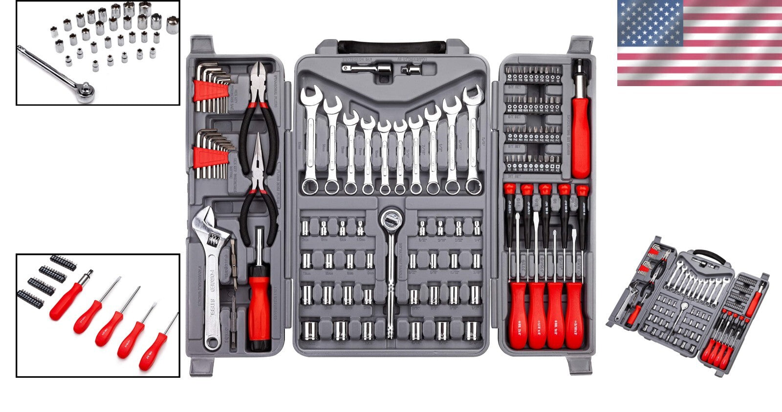 Heat-Treated 123-Piece Tool Set in Red - Perfect for DIY Projects and Repairs