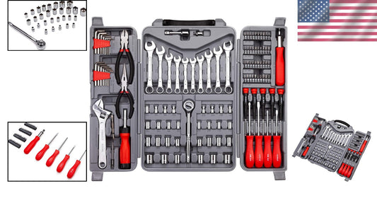 Heat-Treated 123-Piece Tool Set in Red - Perfect for DIY Projects and Repairs