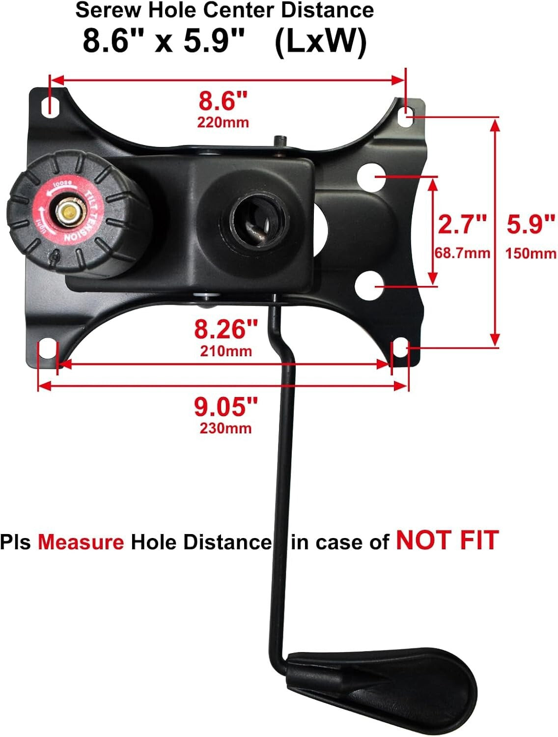 Replacement Tilt Mechanism for Office Chairs - Heavy Duty, Adjustable & Compact