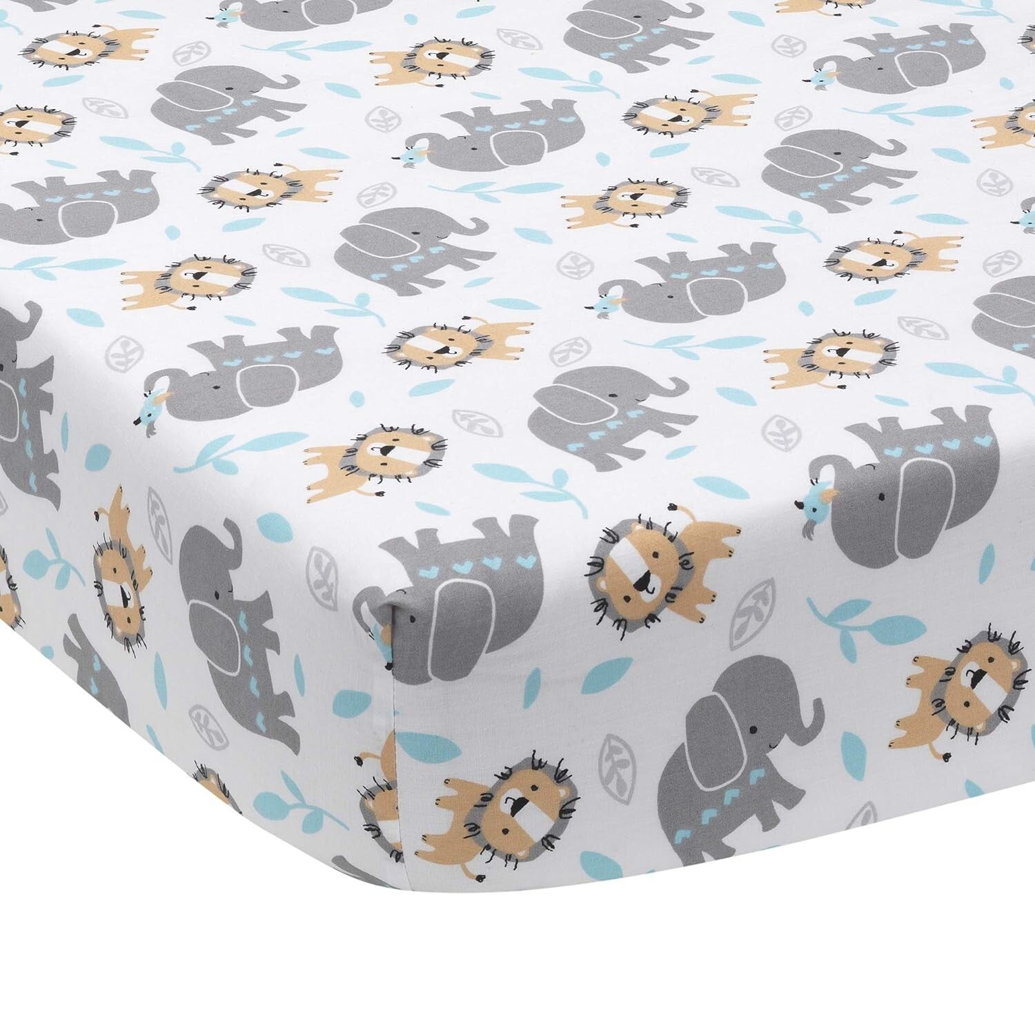 Blue and Gray 3-Piece Crib Bedding Set - Modern Jungle Adventure Theme